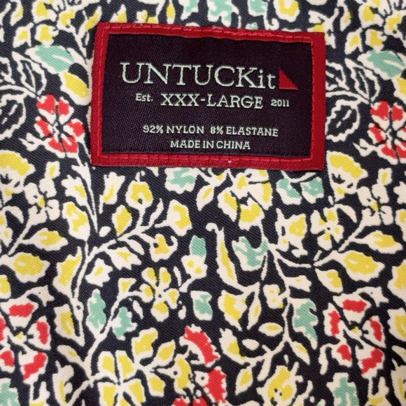 UNTUCKit Shirt Mens XXXL 3XL Floral AOP Short Sleeve Nylon Stretch Golf Preppy - Picture 4 of 4